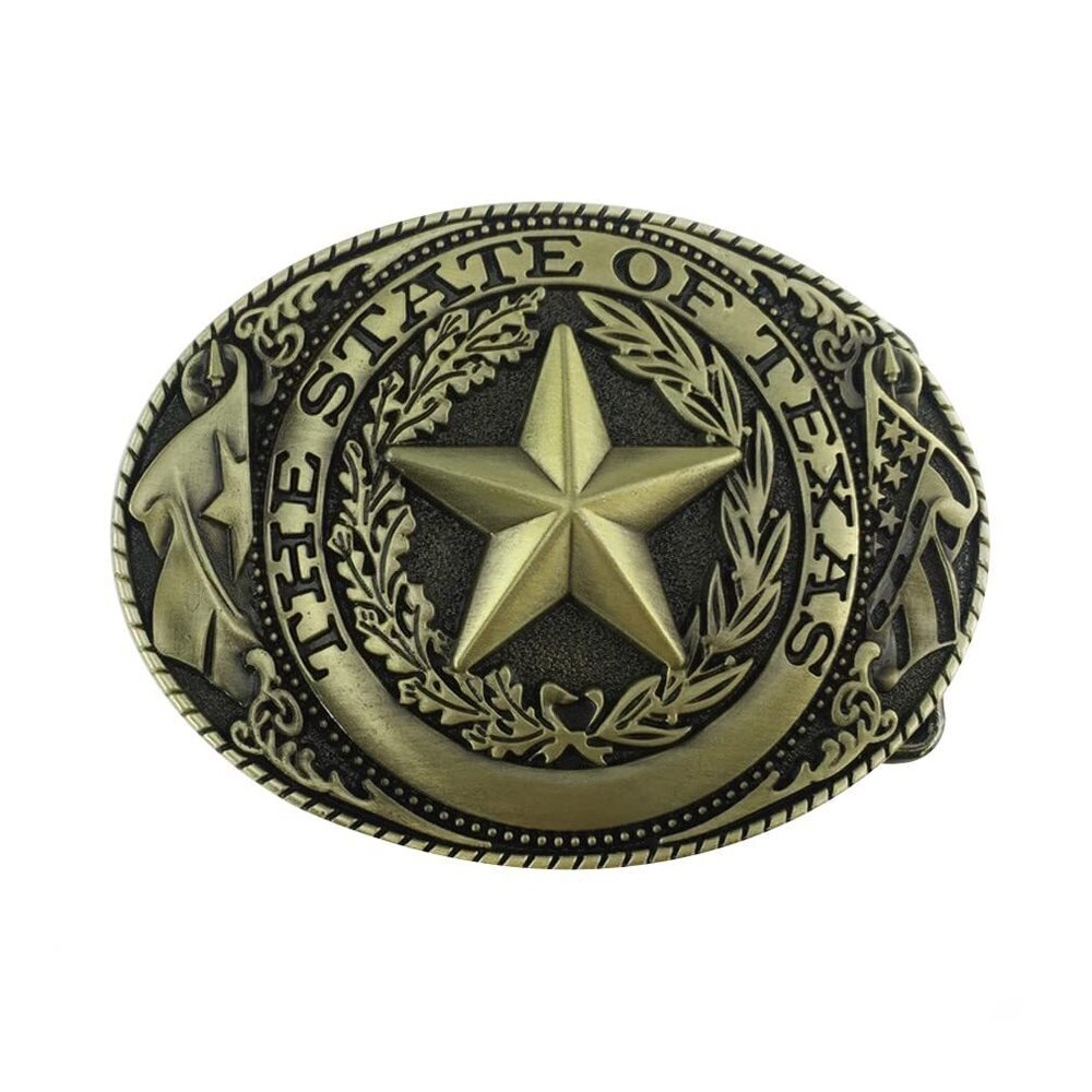 7199 DT Carved Pattern Pentagram Belt Buckle, Vintage Celtic Pattern Belt